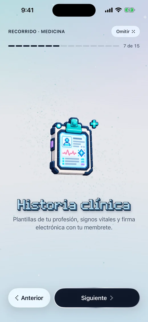 Historia clínica, en el recorrido de la app en el iPhone