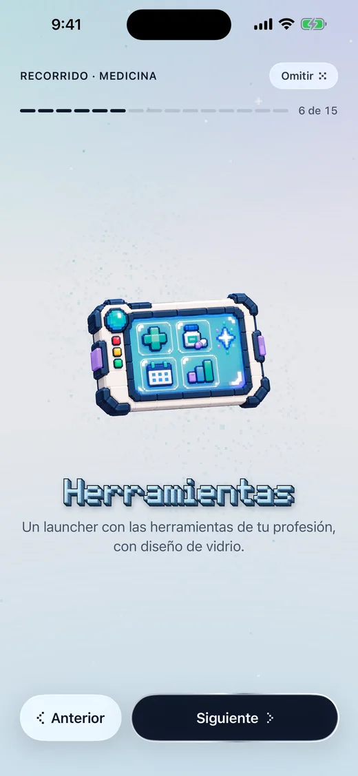 Herramientas, en el recorrido de la app en el iPhone